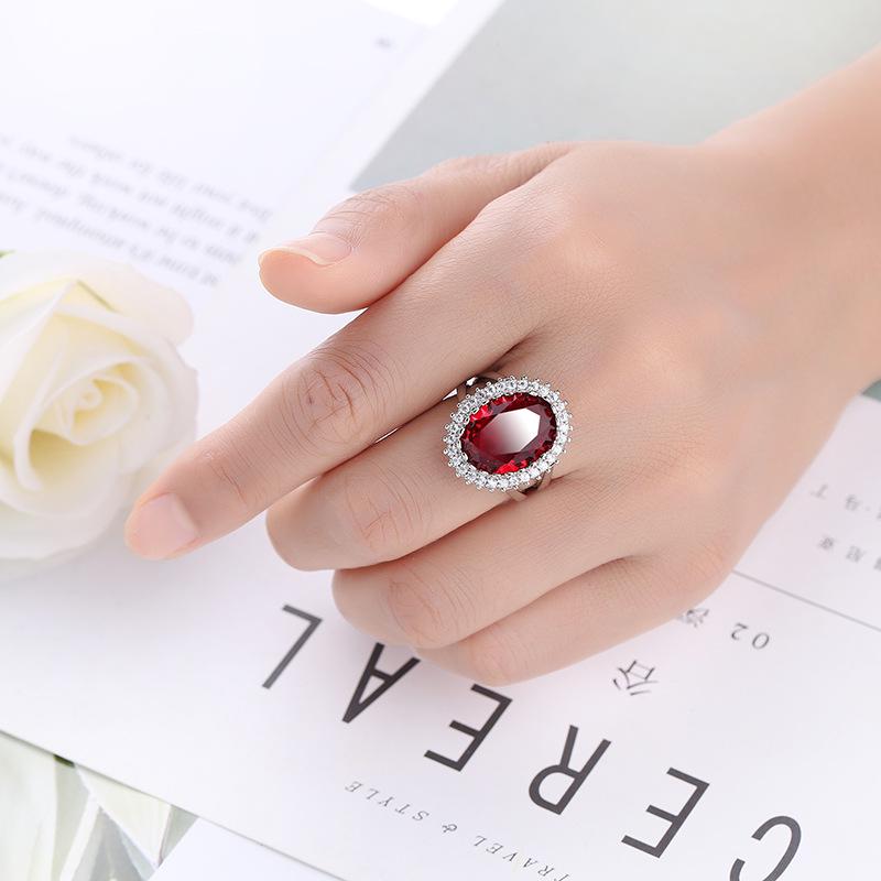 European & American Fashion Party Wedding Jewelry: Large Oval Zircon Ring for Women