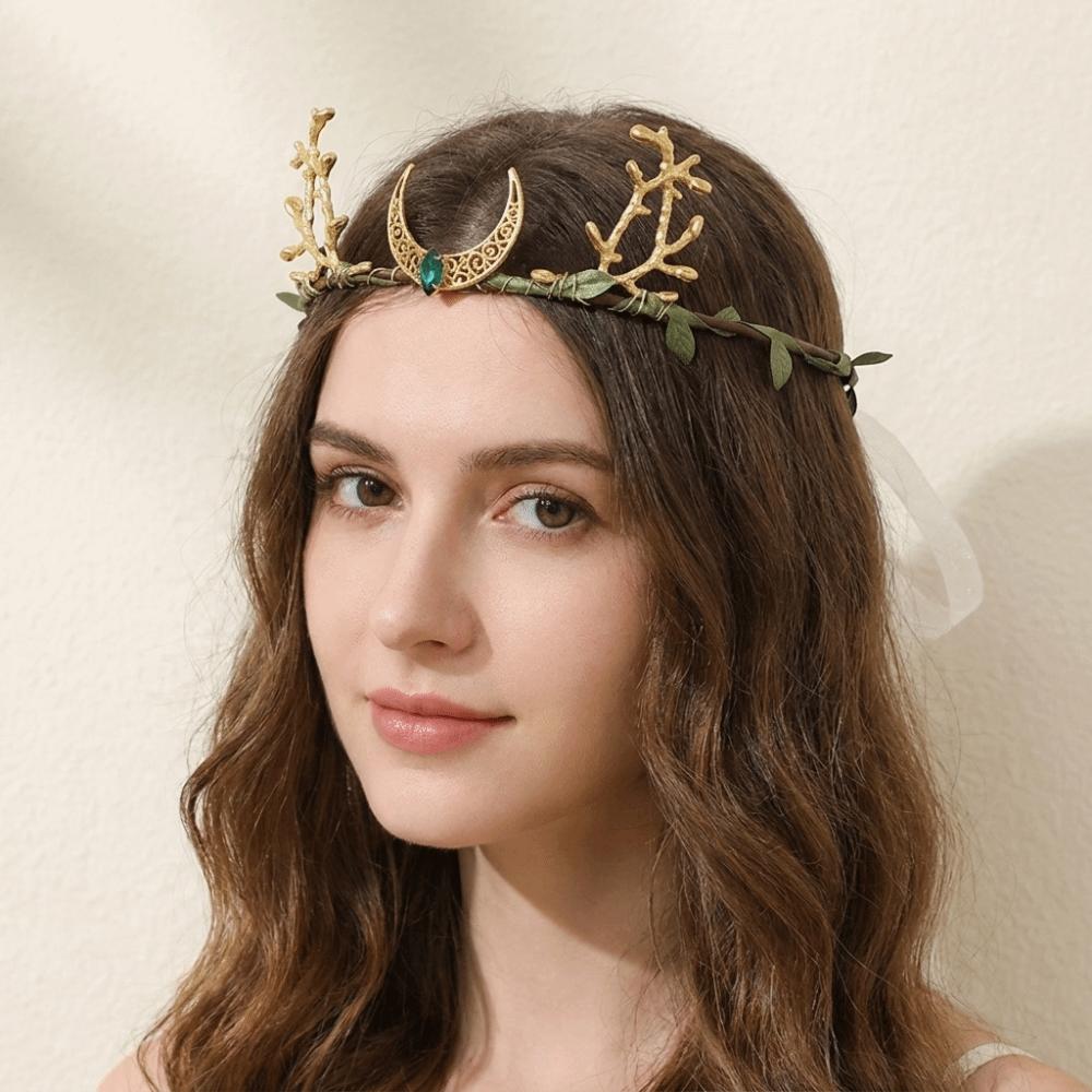 Diadema Elfo Tiara Fantasia Copricapo Fatato Corona Elfica Fatata Matrimonio nella Foresta