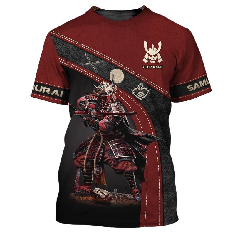Custom Name Japan Samurai Graphic Tshirt For Men 3D Full Print Short Sleeve Samurai Tee Shirts Tops Gift For Samurai Lovers S