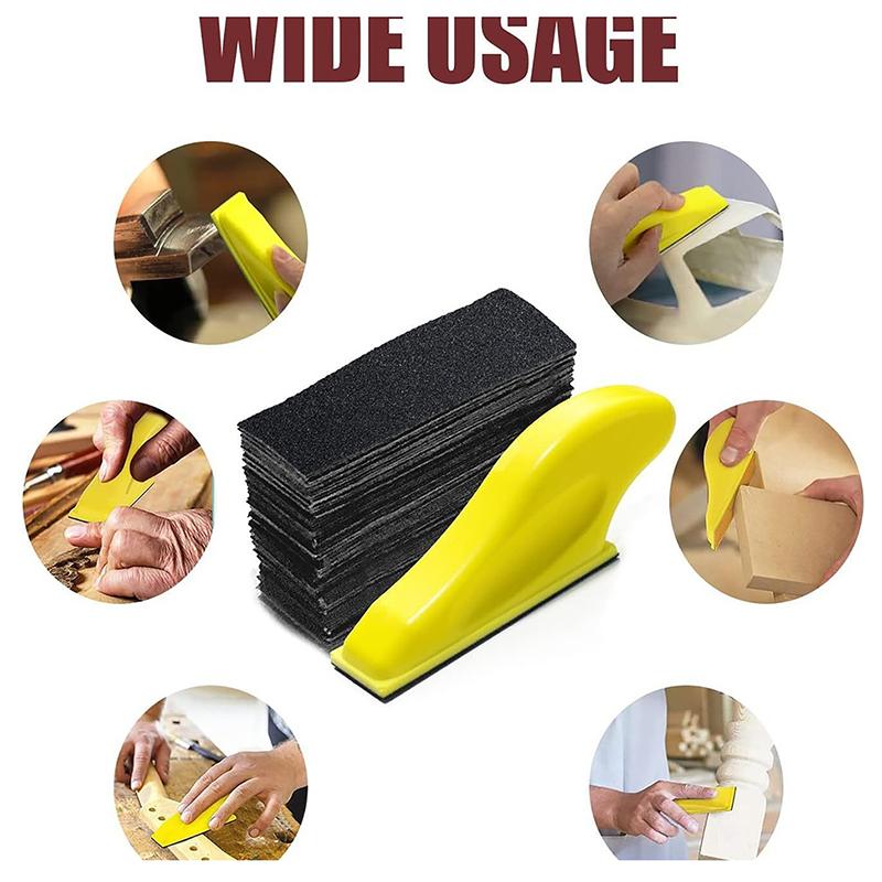 3.5"X 1" Mini Sandpaper Kit With Hook And Loop Sanding Block 71 Pcs Assorted 40/80/120/180/240/400/600 Grits For Polishing