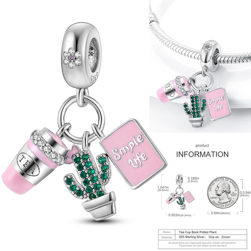 Inlaid Zirconium Sun 925 Silver Travel Balloon Butterfly Love Family Sister Heart Charm Fits Women Jewelry