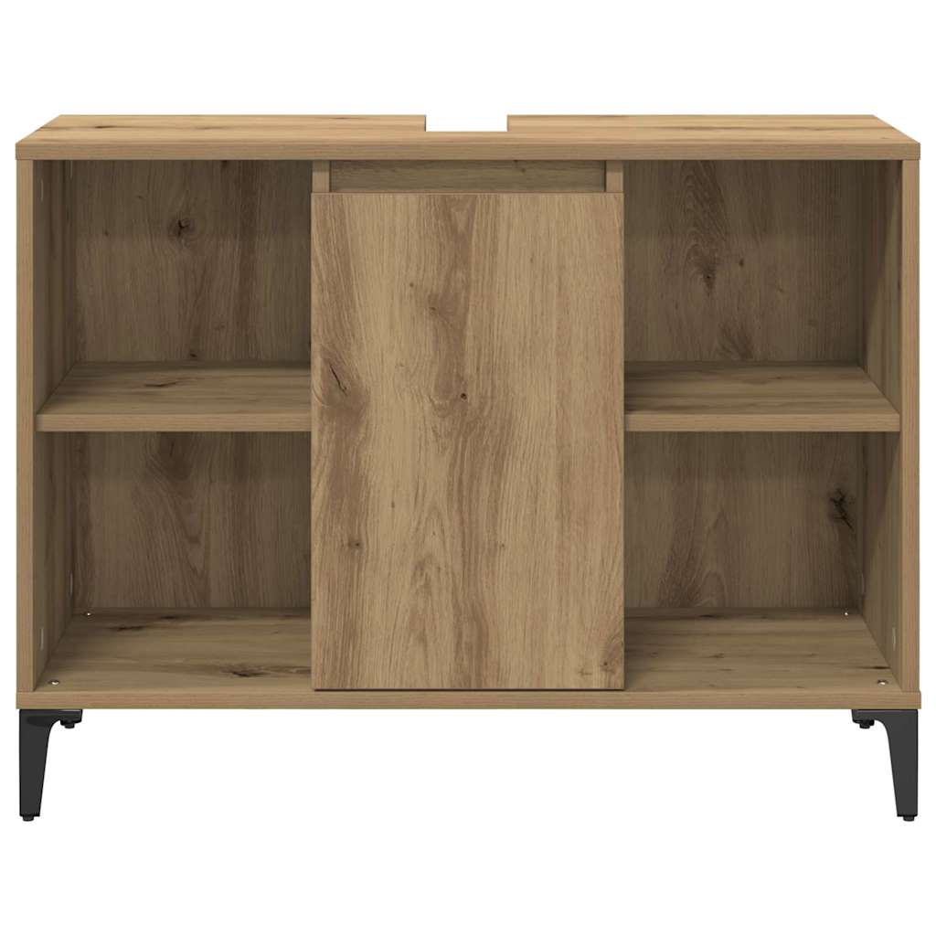 Bathroom Furniture Set with Shelf 3 pcs Artisan Oak Wood Based Material