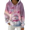Women's Fashion Casual Christmas Print Pullover Long-Sleeve Hooded Sweatshirt