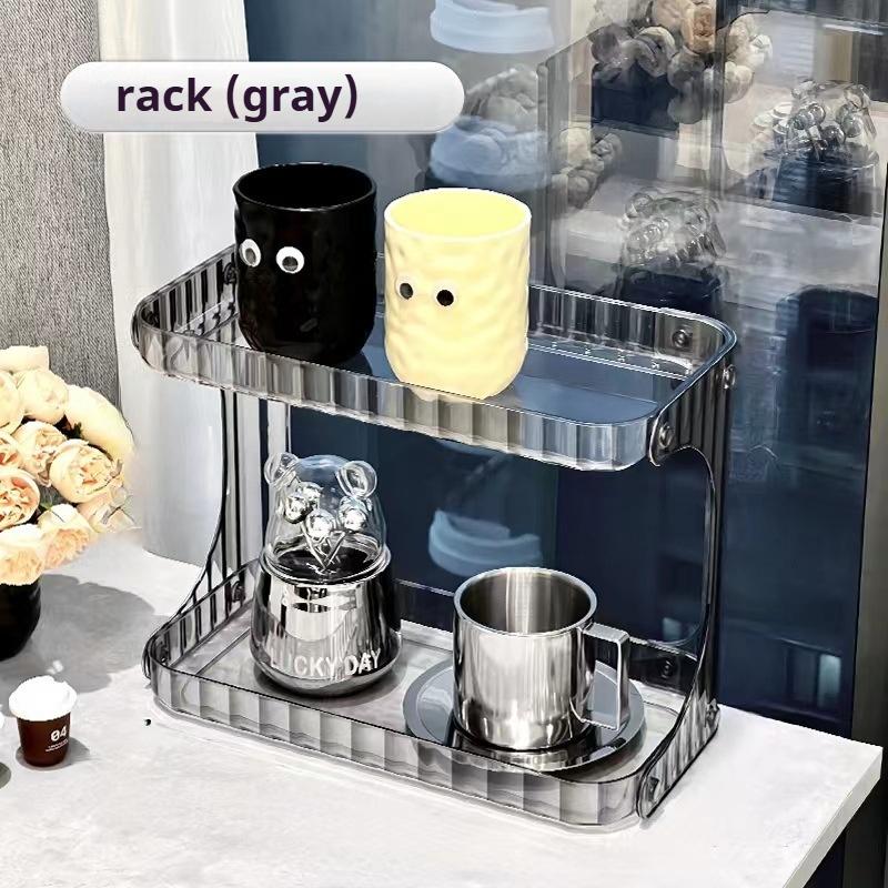 Light Luxury Double Dresser Organizer Transparent Perfume Rack Bathroom Skin Care Makeup Organizer Vanity Shelf