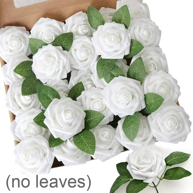5/10/20/30/50Pcs Artificial Rose Flowers Foam Fake Rose Heads With Stems For DIY Wedding Bouquets Home Party Decoration Supplies