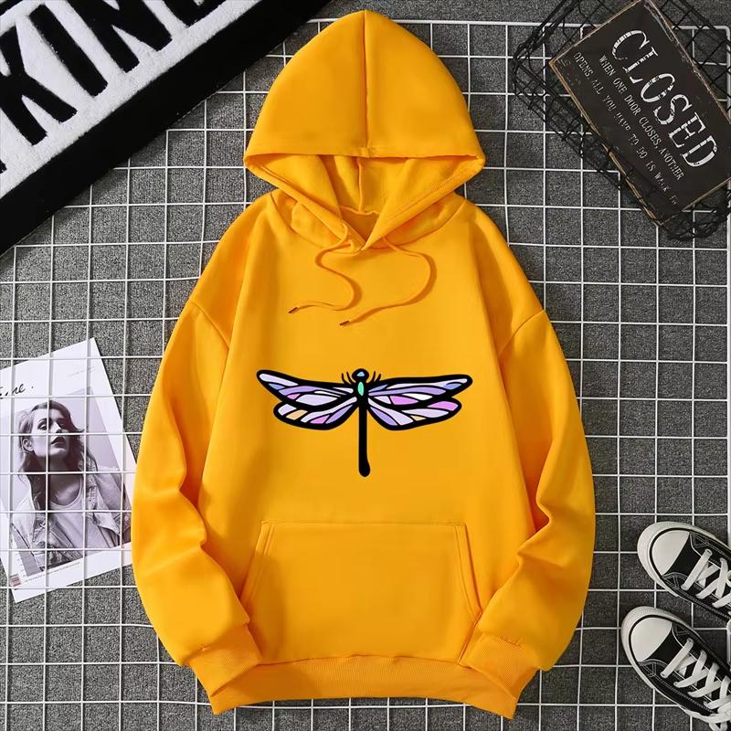2025 Amazon Wish Quick Selling Independent Station Let It Be Butterfly Printing Long Sleeve Hooded Sweatshirt For Women CYXX361