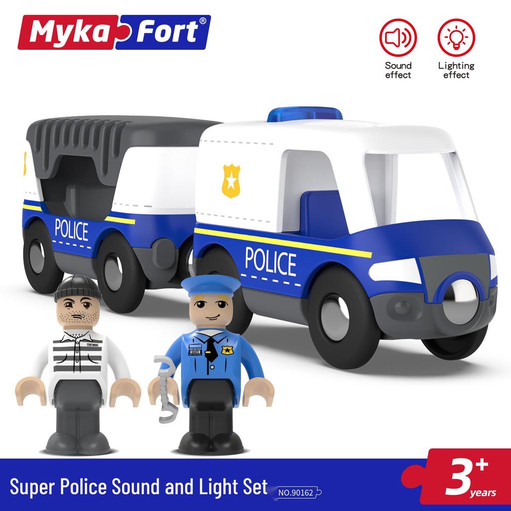 Magnetic Toy Train Set: Ambulance & Police Cars for Kids - Compatible with All Wooden Tracks