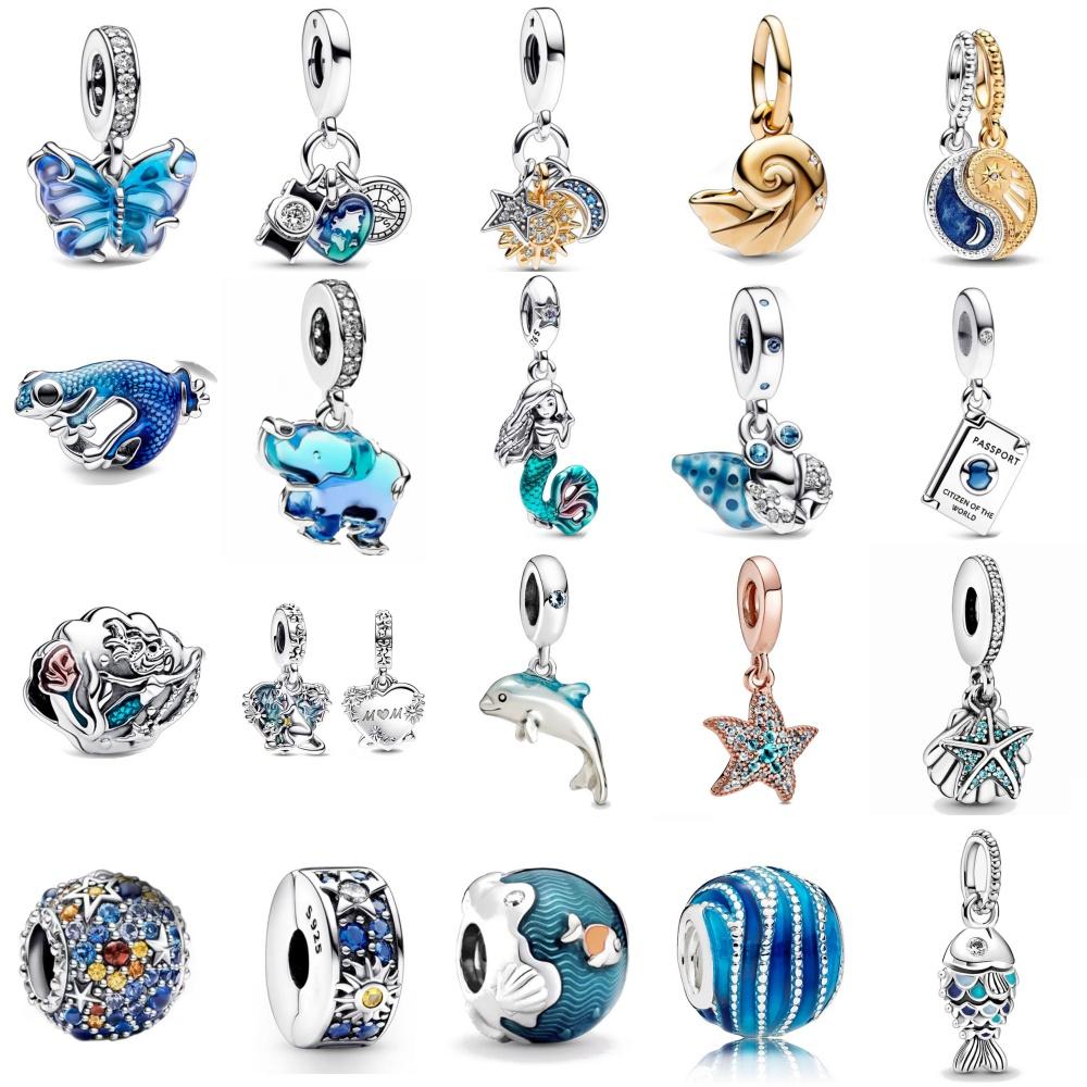 European Charm Summer Sea Series Turtle, Crab, Octopus Pendant Copper, Fit Original Bracelet Diy Women'S Jewelry