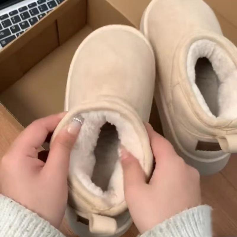Winter velvet thick-soled snow boots warm short tube bread wool cotton boots thickened warm cotton shoes