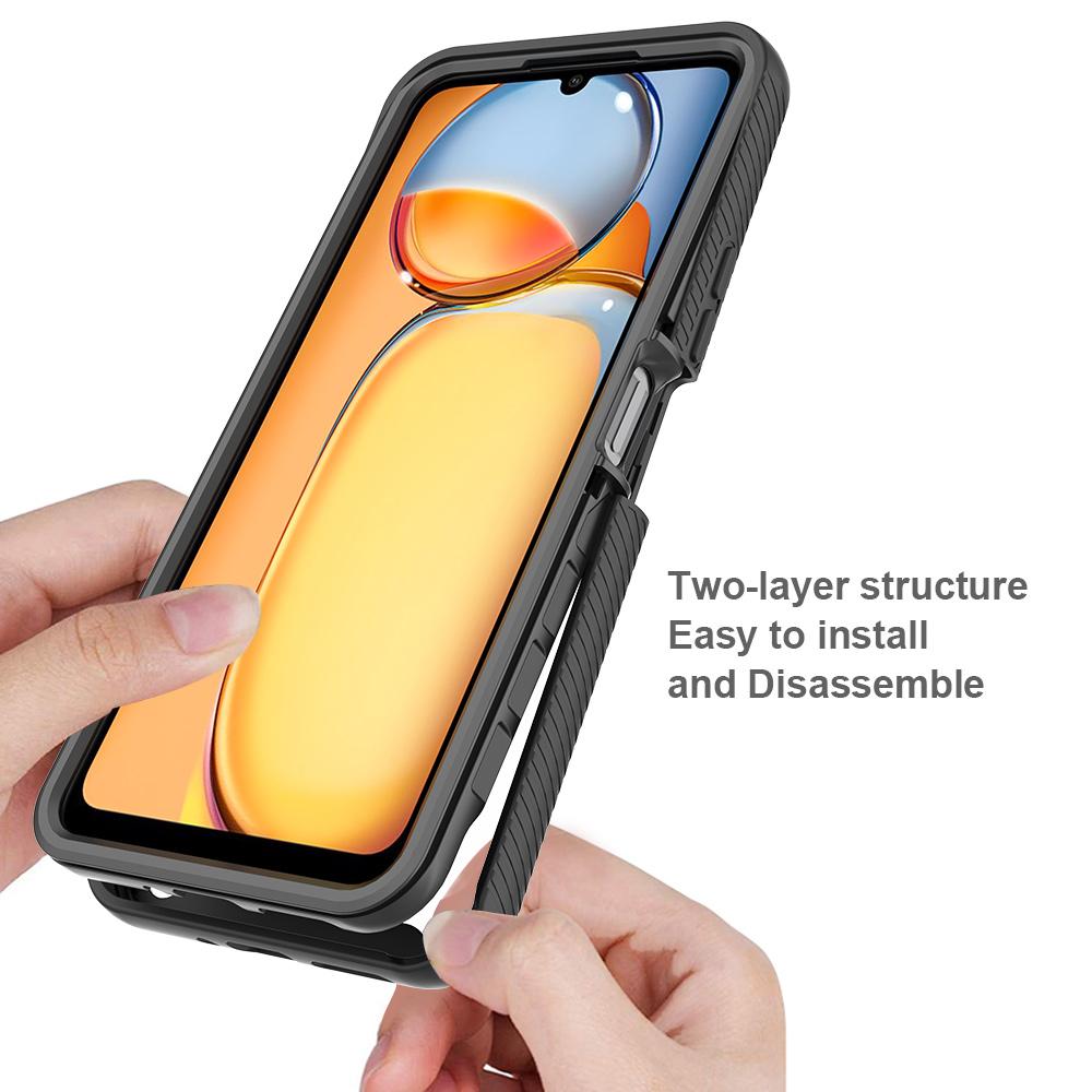 

For Xiaomi Redmi 13C 4G/13C 5G/Poco C65 4G Case PC+TPU Clear Phone Cover with PET Screen Film Purple