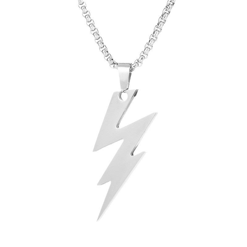 Men's Titanium Steel Lightning Pendant Necklace - Trendy, Hip-Hop Style, Versatile Accessory