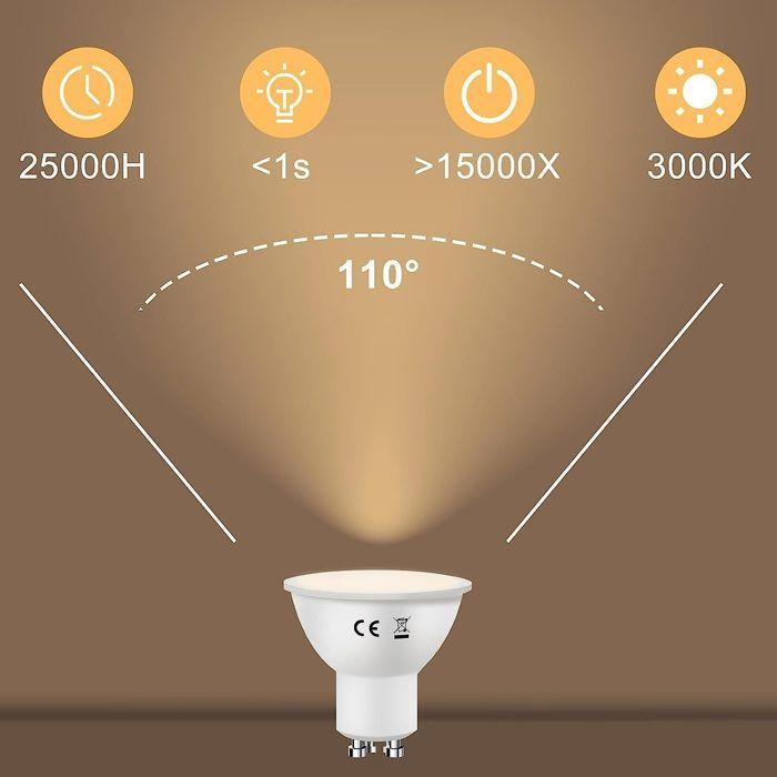 LED Bulb - NETTLIFE - 6W GU10 - 3000K (White Hot) - Angle 110° - Non Dimmable - Lot 10