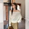 Solid Color Swinging Collar One-word Shoulder Long-sleeved Knitted Women's Off-the-shoulder Base, Inner Cover, Early Autumn Wear