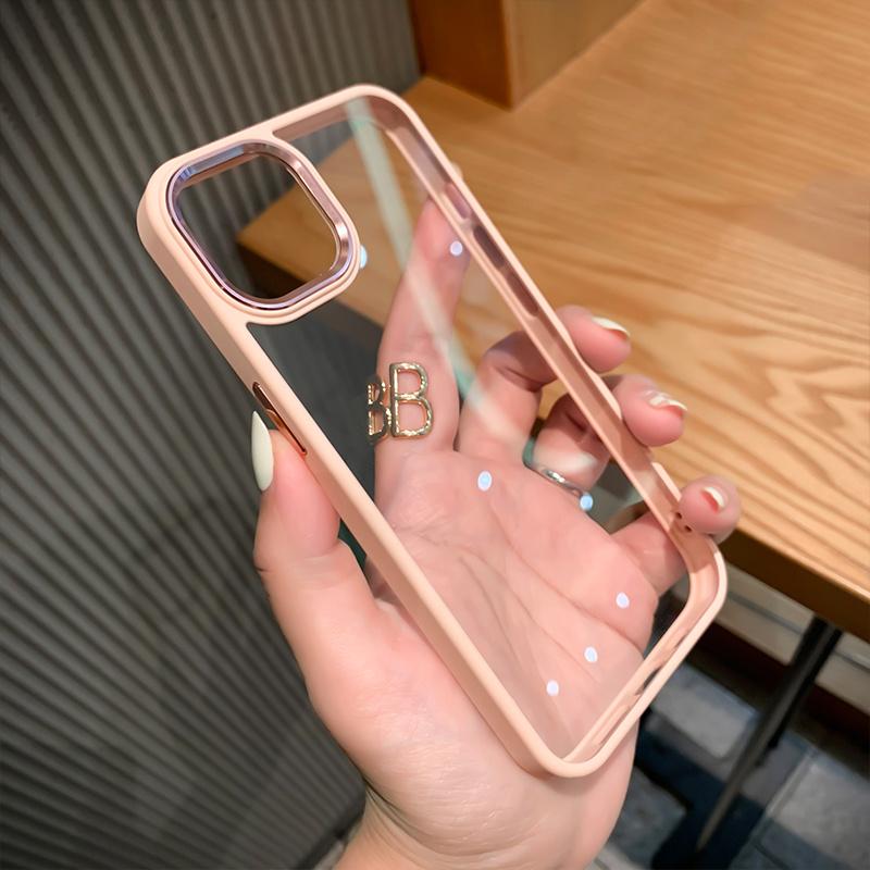 Husă transparentă de lux rezistentă la șocuri pentru Iphone 14 13 12 11 Pro Max X Xr Xs Protectie metalică pentru aparate foto Candy Cadru moale Husă transparentă
