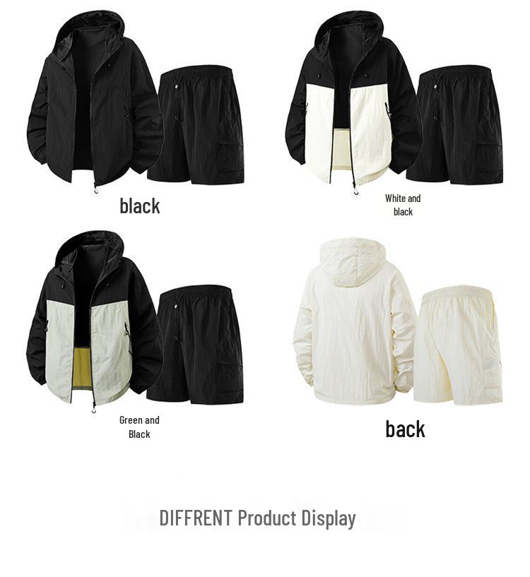 Couple's Outdoor Summer UV-Protection Hooded Ice Silk Sport Suit Set