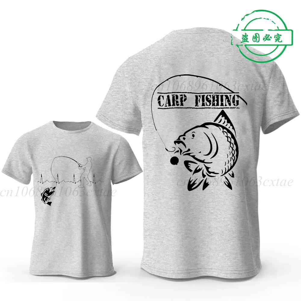 Eat Sleep Fishing Heartbeat Men T-Shirts Tops Men Fisherman Fish T-shirt Short Sleeve Tees Fashion Brand New Oversized Shirt