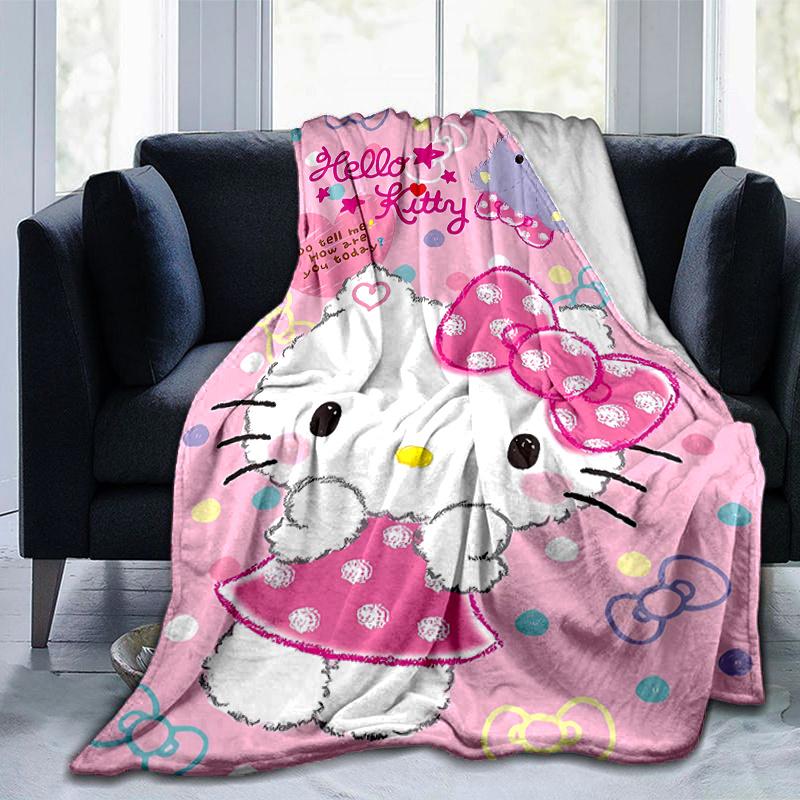 1pc Whimsical Journey Hello Kitty's Adventure Super Soft Flannel Blanket, Great for Bed, Sofa, Chair, Camping, Living Room, Office and Gift Giving, Na