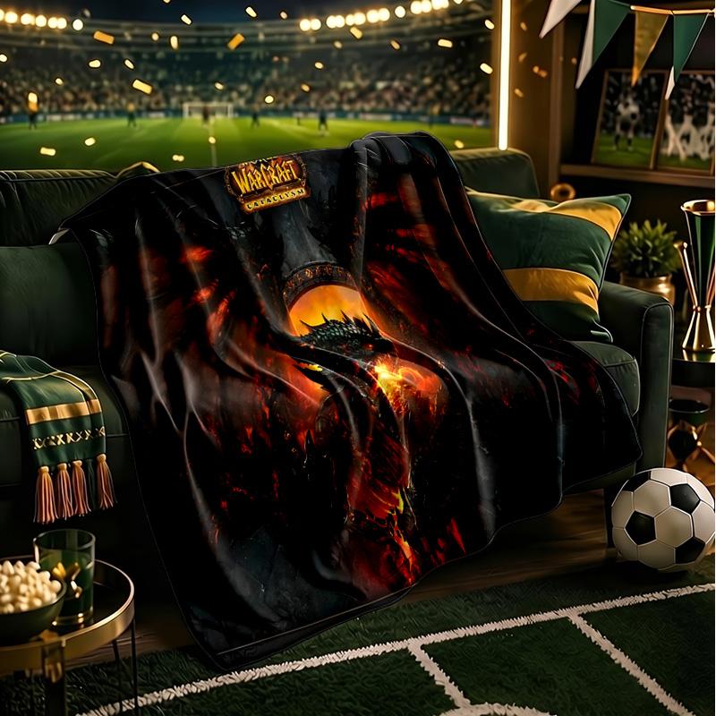Dragon's Fiery Warcraft game Throws Blanket Flannel Blankets Plush for Couch Bed Gifts for Men Women Travel picnic blanket Christmas fan gifts