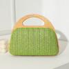 Neue Halbmond-Holzgriff-Abendtasche Sommer-Strohhäkel-Handtasche mit Kette Schulter-Umhängetasche Reise-Strand-Einkaufstasche Geldbörsen