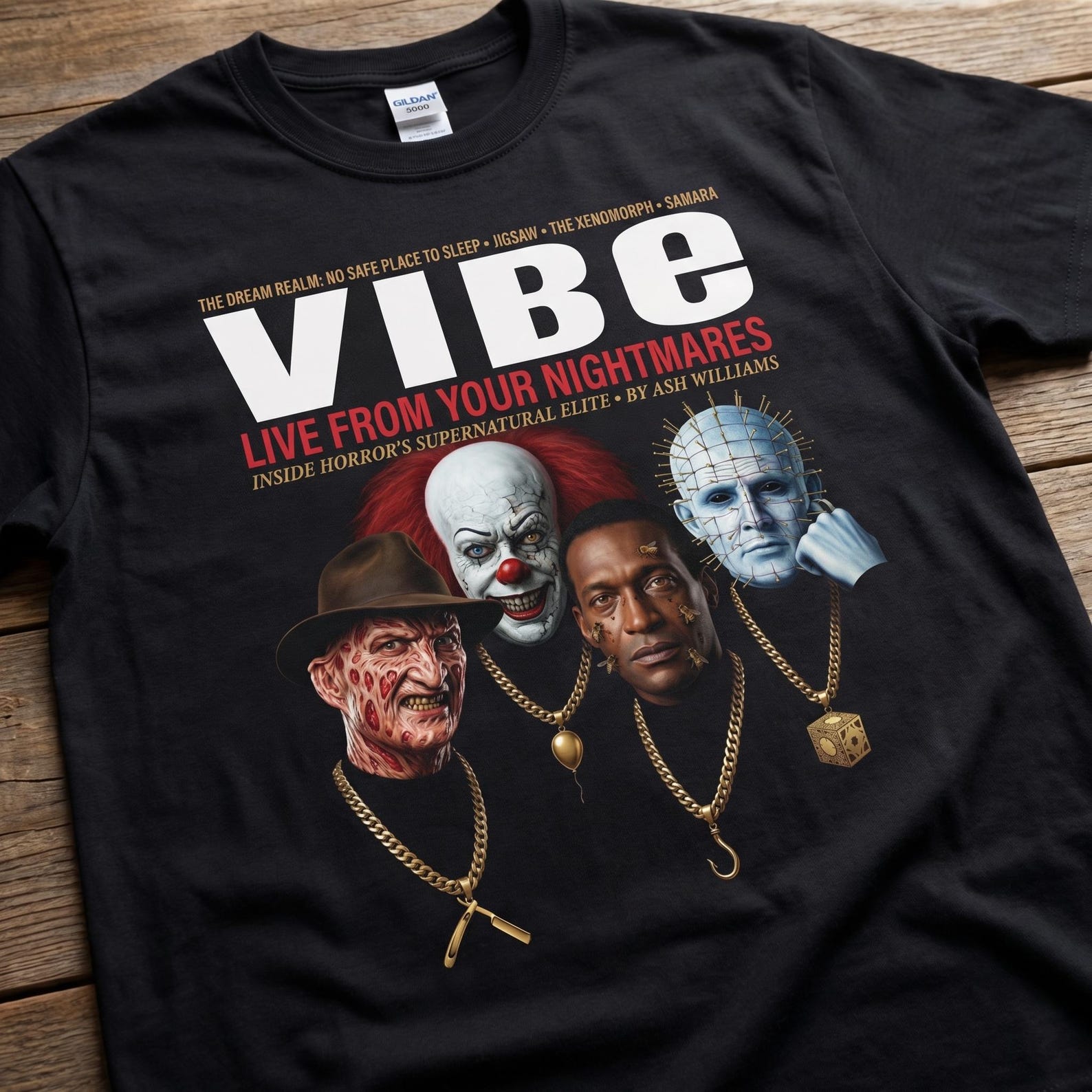 Horror Villains Vibe Magazine Tee | Vintage Slasher Cover Shirt S