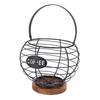 Coffee Pod Holder Organizer Metal Grid Coffee Pod Storage Basket with Wooden Base for Kitchen Counter Desktop