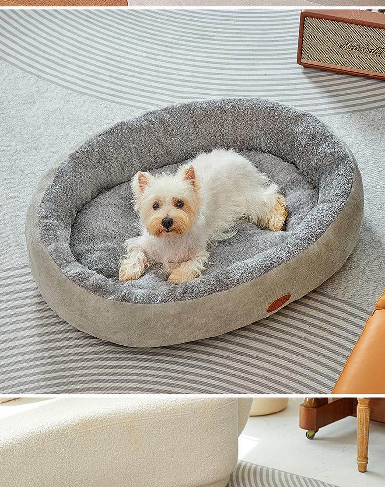 Four Seasons Round Dog Bed - Medium/Large, Scratch & Bite Resistant, Thick & Warm Cat Cushion