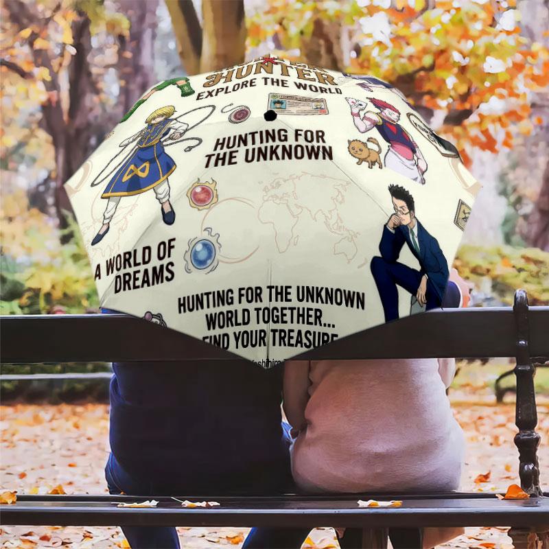 1 PC Automatic Folding Umbrella - Hunter X Hunter Pattern Portable Foldable Design With 8 Ribs Christmas Birthday Gifts