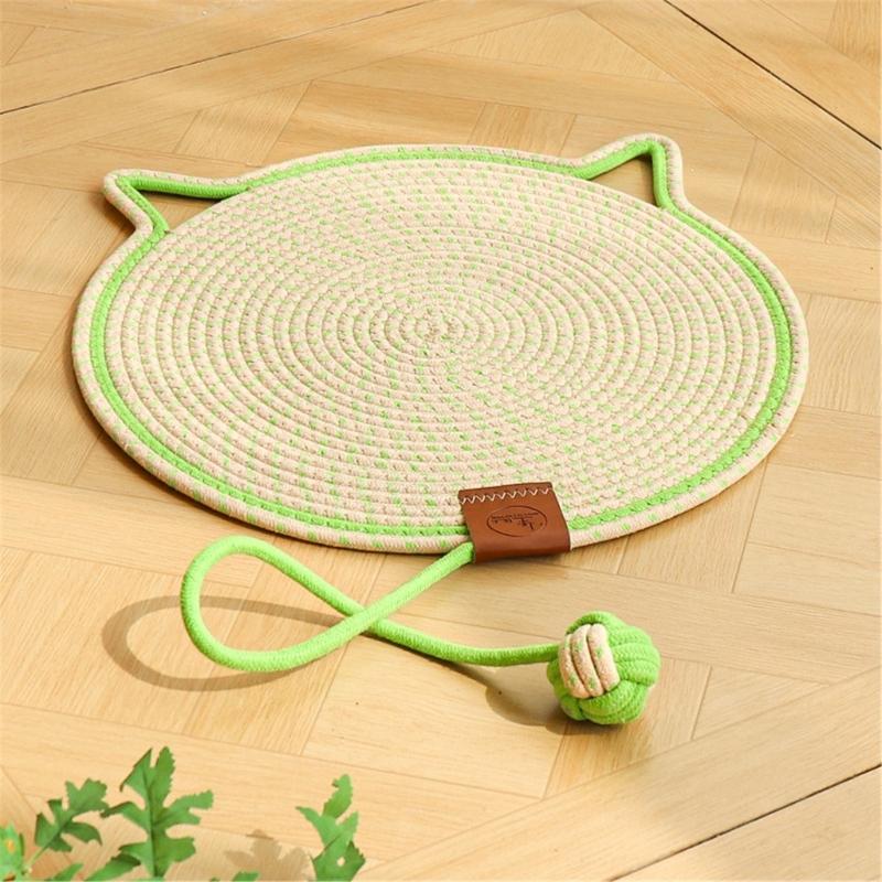 Cotton Rope Cats Scratcher Tool Round Scratching Post Mat Cats Scratch Pad for Cats Helps Maintain Claw Provide Fun