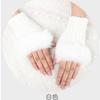 Mittens Fingerless Soft Stretch Gloves Faux Rabbit Hair Gloves Women Girls Winter Warm Gloves Warm Knitted Half-finger Glove