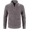 Men's Autumn & Winter Hong Kong Style Knitted Cardigan: Stand-Up Collar, Loose Fit, Fleece-Lined, Thick Woolen Sweater.