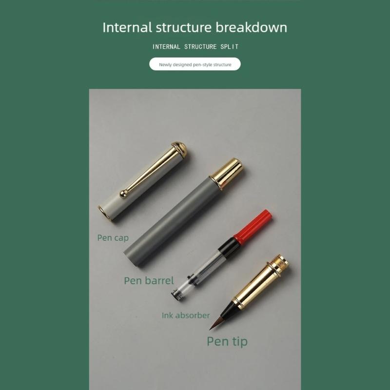 Portable Metal Fountains Brush Pen For Chinese Calligraphy Practice And Daily Writing Tasks