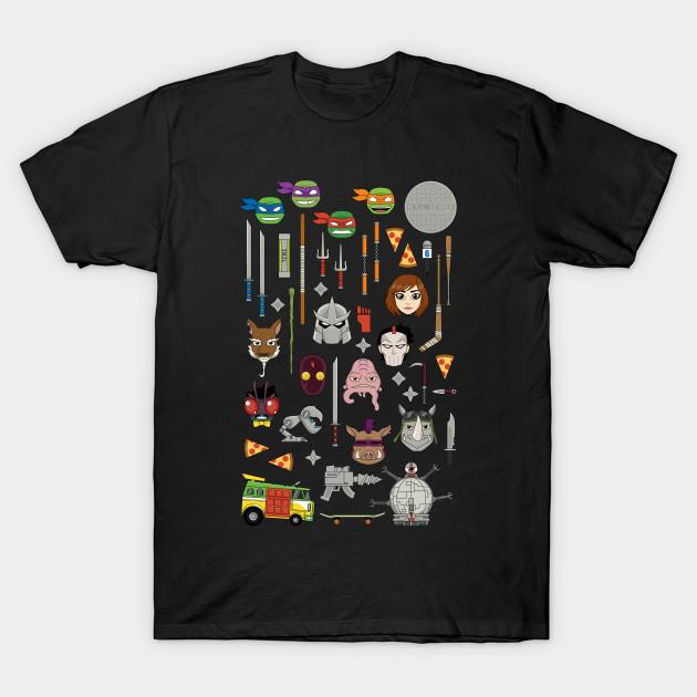 

Men Black Print T-shirt Teenage Mutant Ninja Turtles Elements No-Cut Transfer Paper Print Cotton Tshirt 4XL чёрный