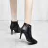 Heeled Pointed Toe Leather Female Short Shoes Autumn Winter Black Warm Women's Ankle Boots High Quality Y2k Goth Booties Sale