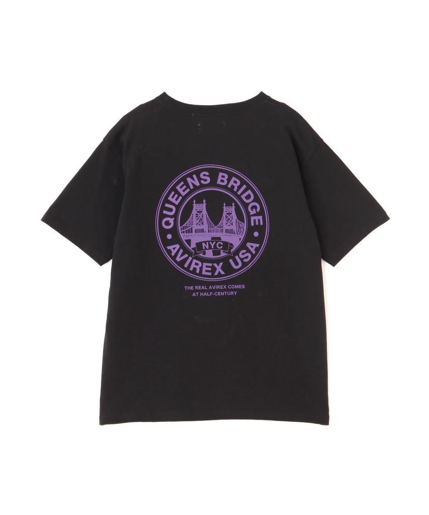 Avirex CIRCLE LOGO QUEENS BRIDGE F 010 Black T-SHIRT Women's 783-5135608