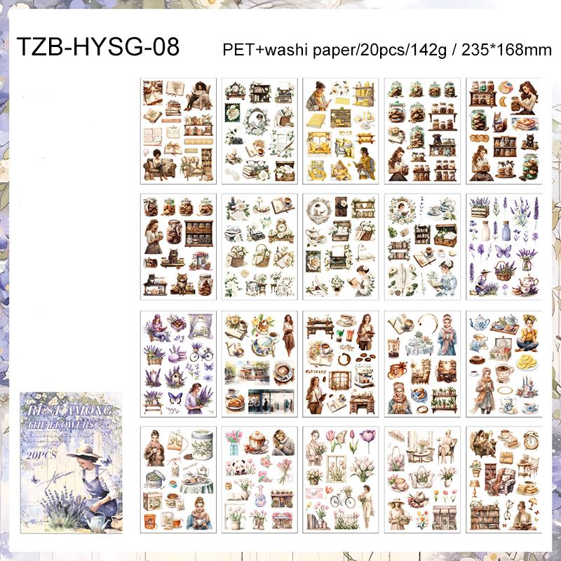 Recall The Past Series Vintage Plant Flower Character Landscape Sticker Book Creative DIY Journal Material Collage Stationery