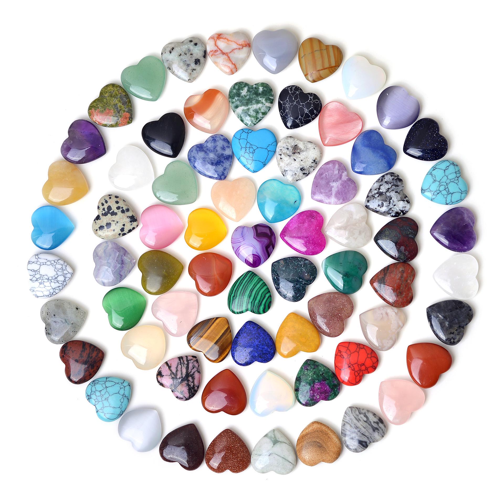 Set of 15 Natural Crystal Heart-Shaped Ornaments - 20mm Gemstone Collection