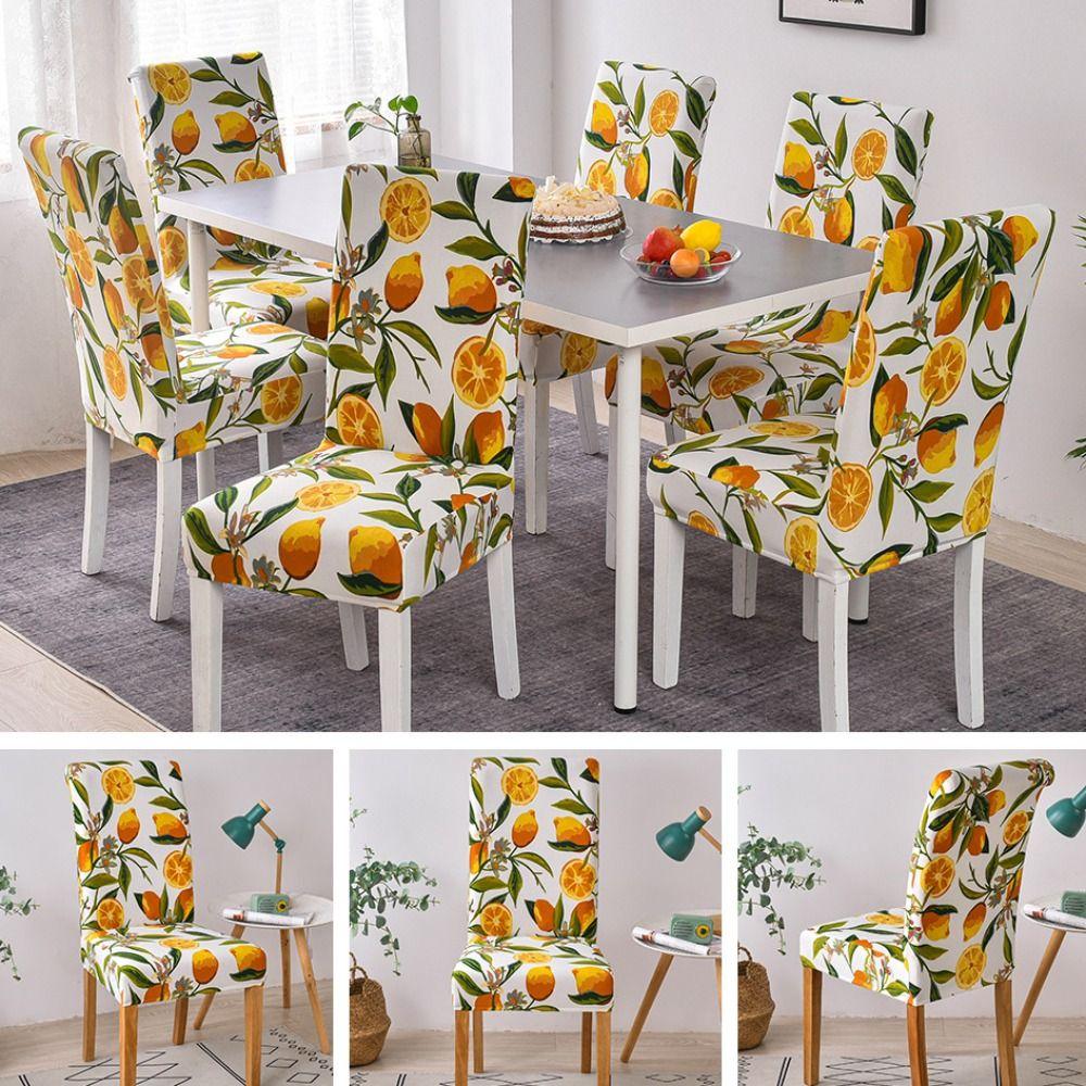 Printed Chair Slipcover Removable Stretch Seat Cover Retro Chair Cover  Restaurant Use