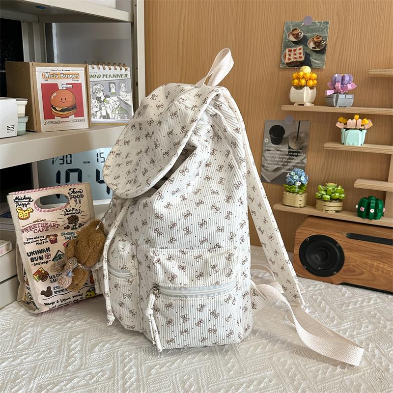 Cord-Schleifen-Rucksack Damen Leichter Zugband-Pendlerrucksack