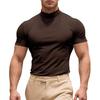 Summer Solid Color Men's Short Sleeved T-shirt Fashionable Casual Tight Fit High Neck Thin Base Shirt