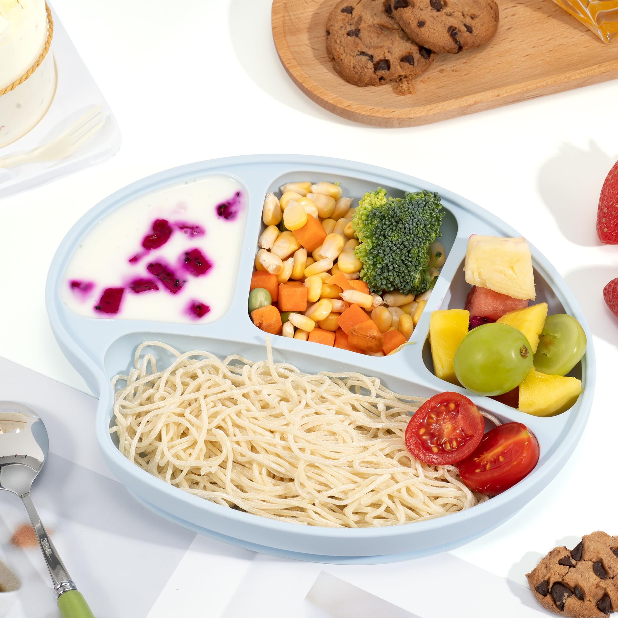 

Детские миски с присосками Присоски для малышей Тарелка для малышей Детская тарелка Разделенный дизайн Детские тарелки с крышками Li&Zhao -