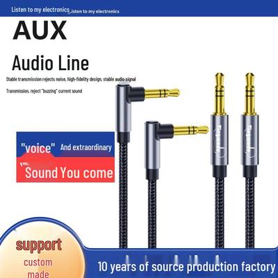 Universal 3.5mm Male-to-Male AUX Audio Cable with Elbow and Straight Connectors for Car, Phone, and Computer