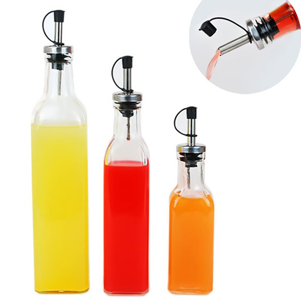 Cruche à Huile et Vinaigre pour Cuisine Maison Construction en Verre Transparent Transparent Bouteille avec Bouchon Scellé 500ml