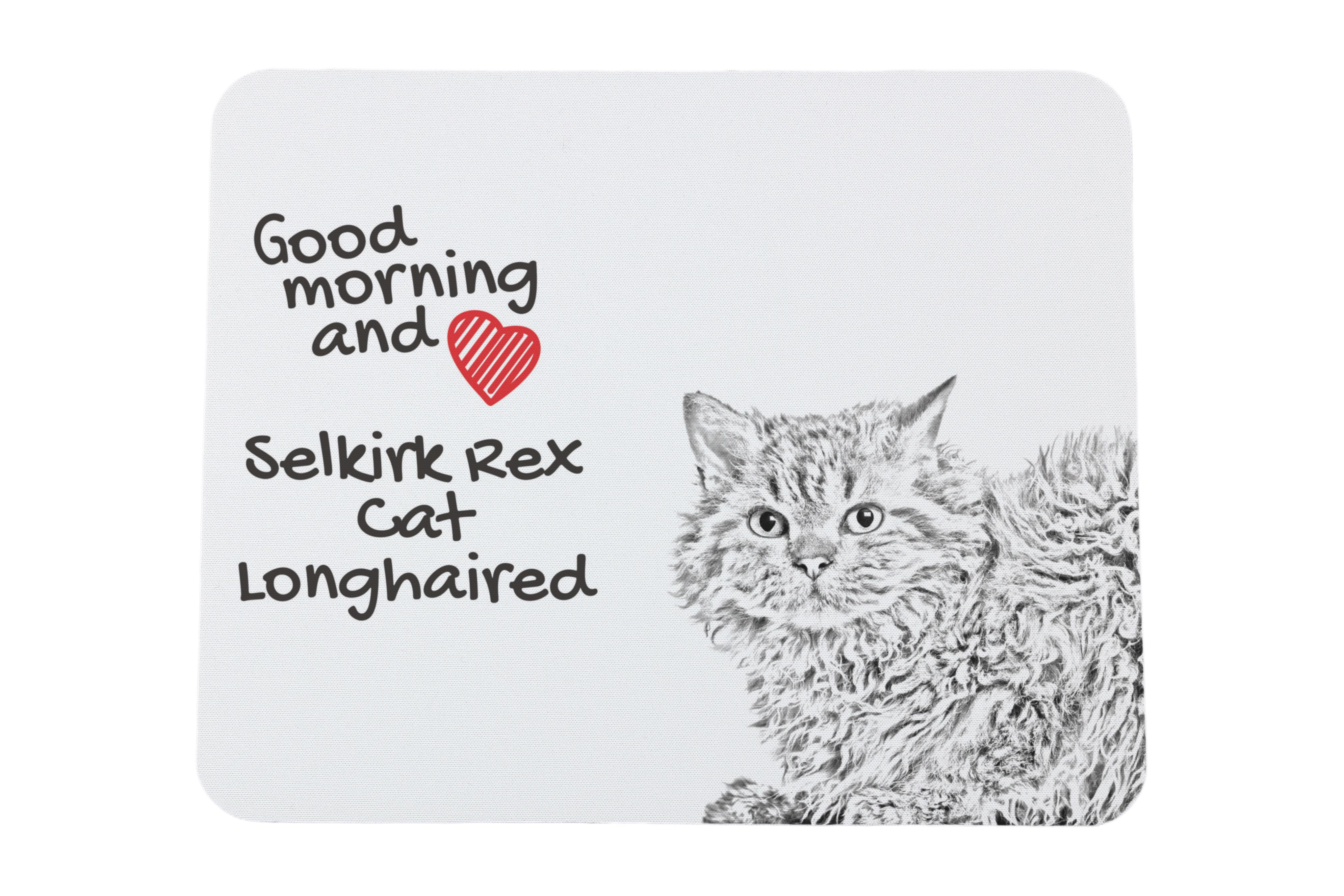 

Selkirk Rex Longhaired - mouse pad with print, personalized cat pad, unique gadget for an office worker from the Art-Dog brand білий