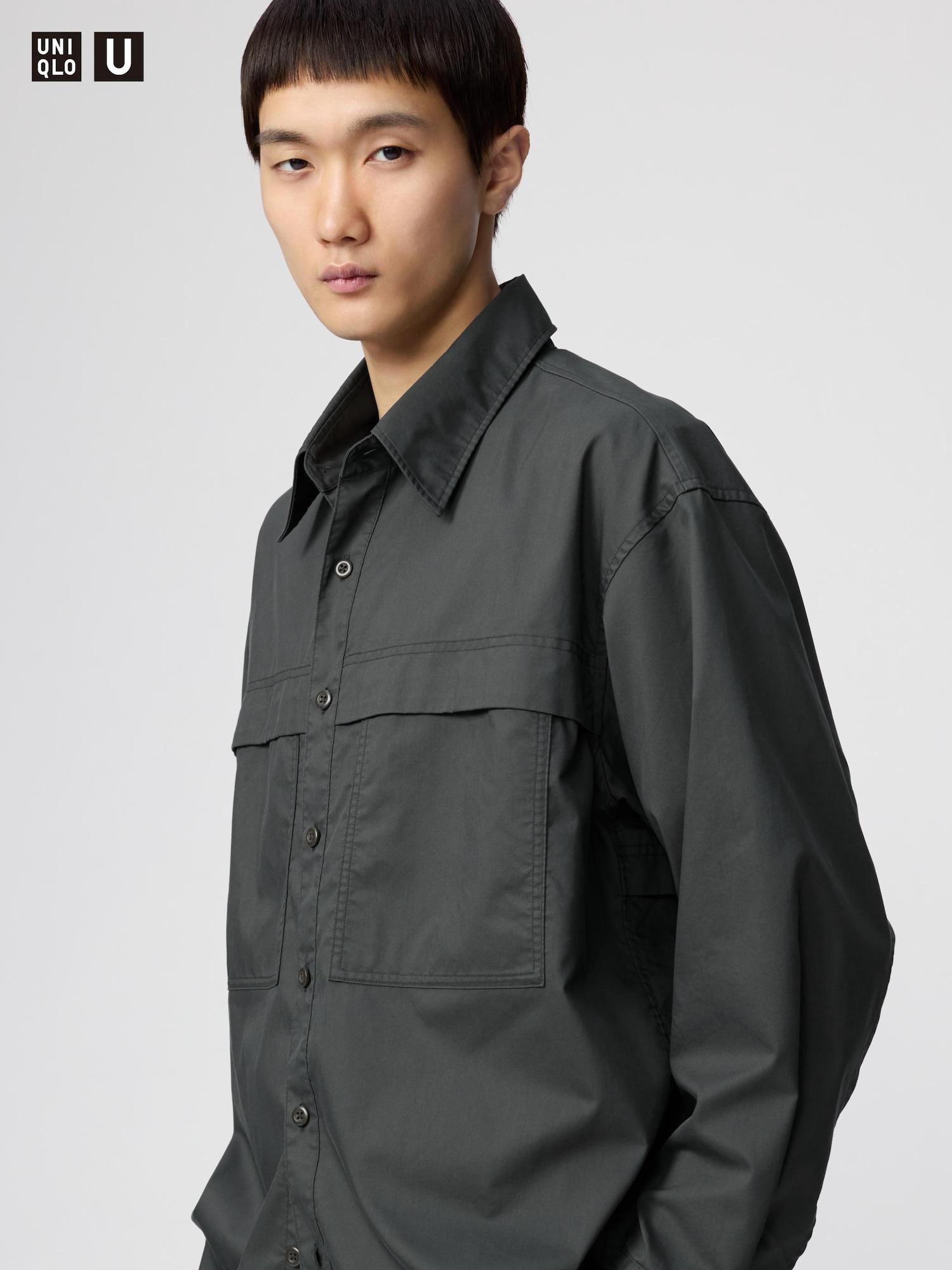 

Uniqlo Рубашка оверсайз в стиле милитари с длинным рукавом 08 DARK GRAY/MEN XXL