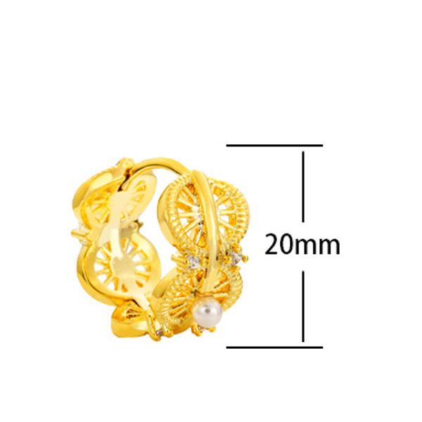 European Vintage Hollow Lace Pearl Hoop Earrings Gold Plated Zircon Ear Buckles for Women