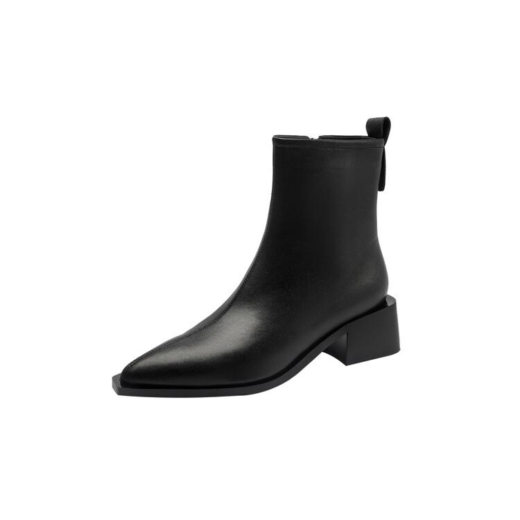 Fashion New Autumn Winter Cow Leather Women Boots Fashion Pointed Toe Knight Boots for Women Short Boots Women Chunky Heel Botas Mujer