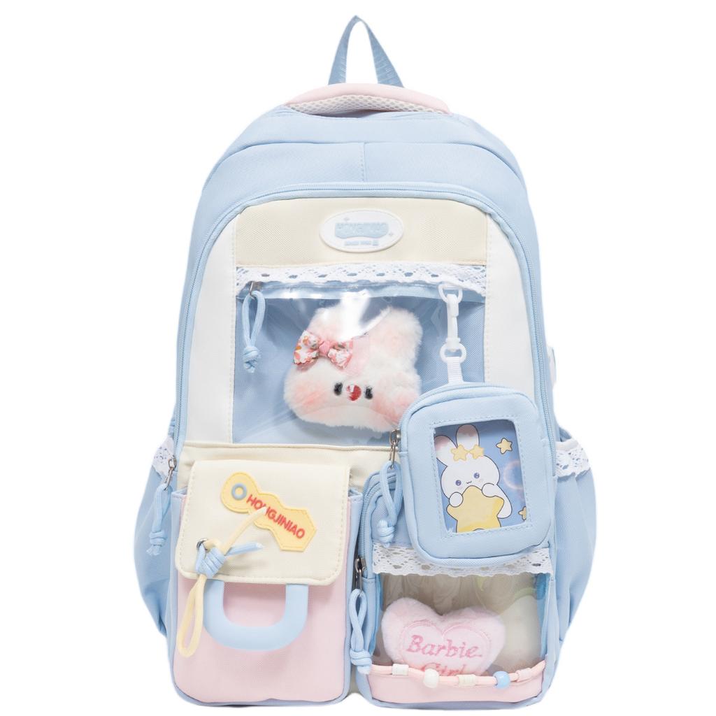 New Japanese High-value Schoolbag Ins Niche Junior High School Student Backpack Female Cute Contrasting Color Large-capacity Backpack