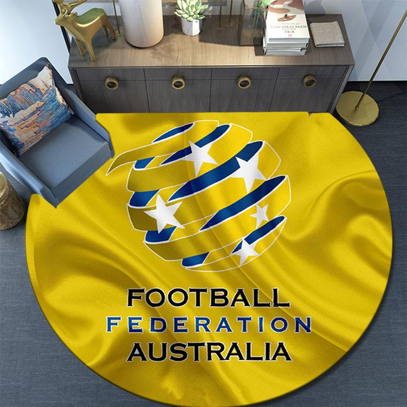 Australia National Football Round Rug, Non Slip Washable Circular Carpet For Living Room Bedroom Playroom, Sports Fan Decor, Holiday Birthday Gift