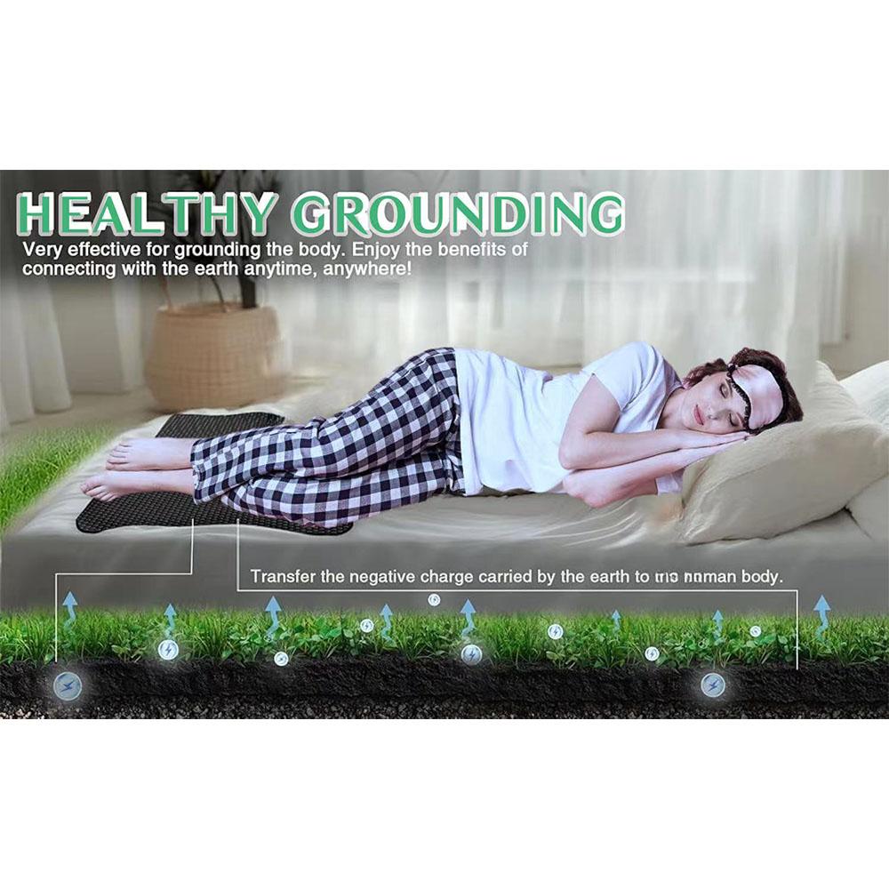 Grounding Mat for Bed Anti Slip PU Leather Grounding Pad with Grounding Cord Improves Sleep Relieves Stress & Pain