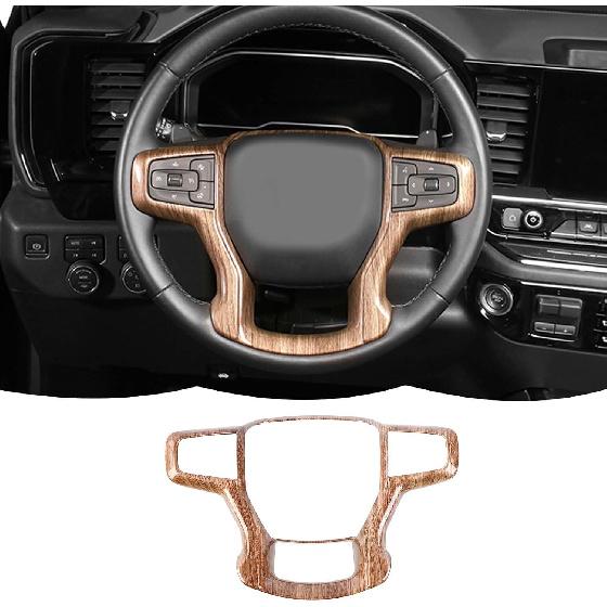Carbon Fiber Steering Wheel Trim Cover Frame Decoration Interior Accessories Compatible with Chevrolet Silverado 2019-2023,for Chevrolet Tahoe